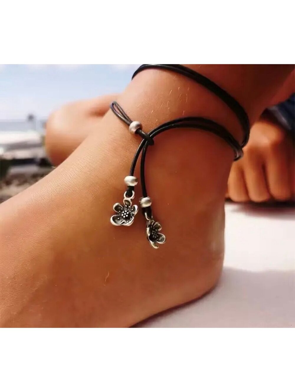 New - Boho Style - Plum Blossom - Leather Rope
Adjustable Ankle Bracelet